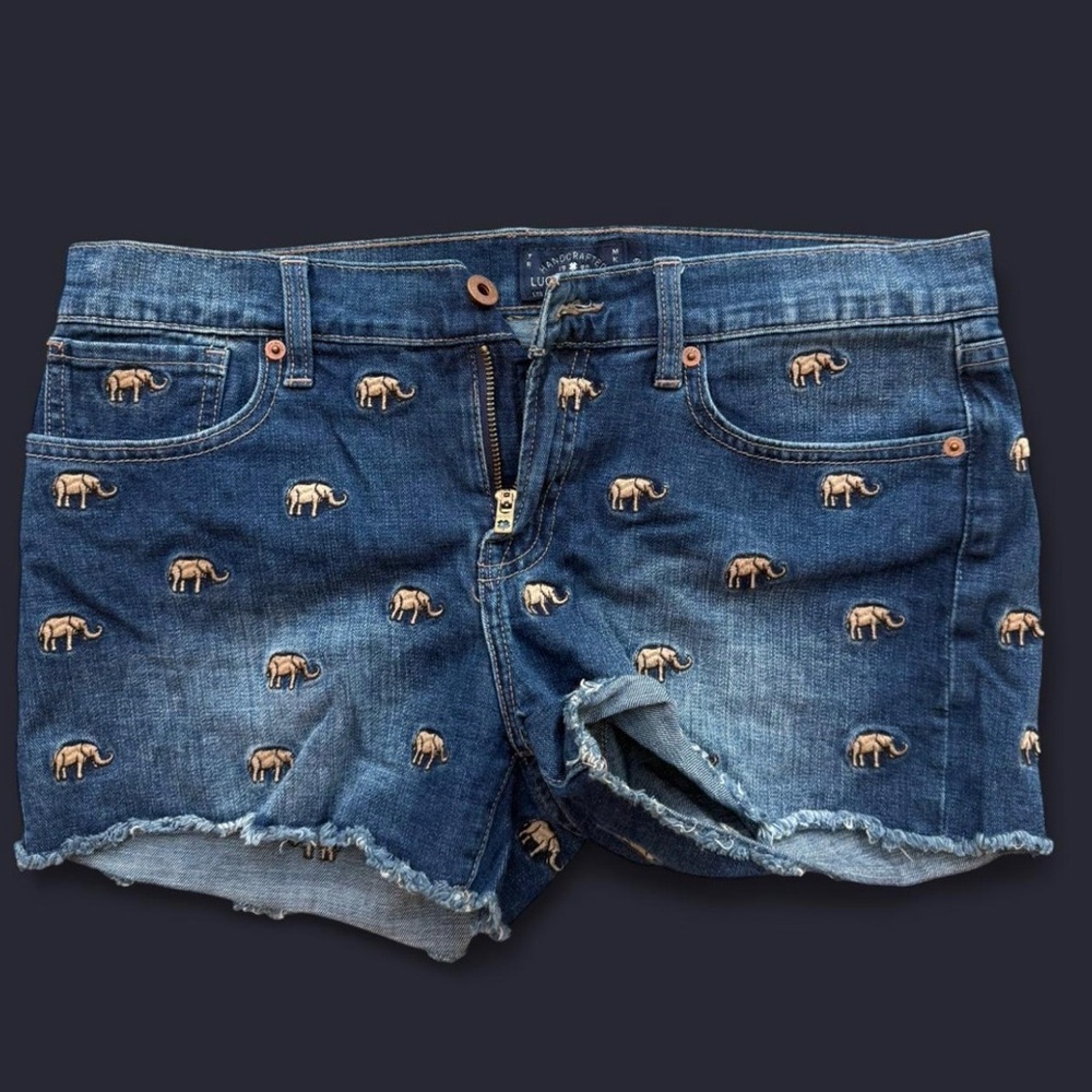 Lucky Brand Blue Elephant Print Jean Shorts